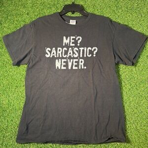 Funny Sarcastic Graphic T-Shirt Delta Pro Weight L‎ Black Humor Tee Vintage Y2K